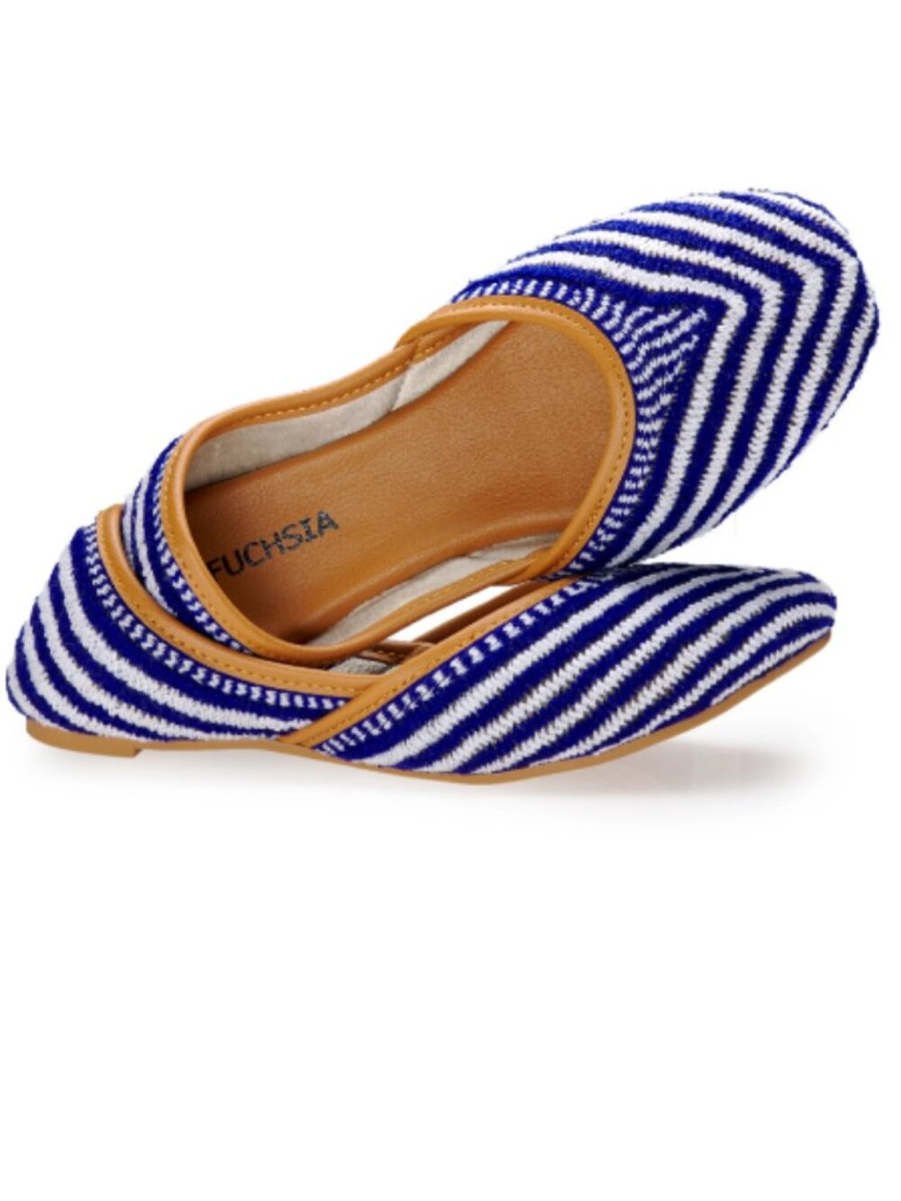 Fuchsia Blue Peplum Artisan Handmade Flats - Size 11